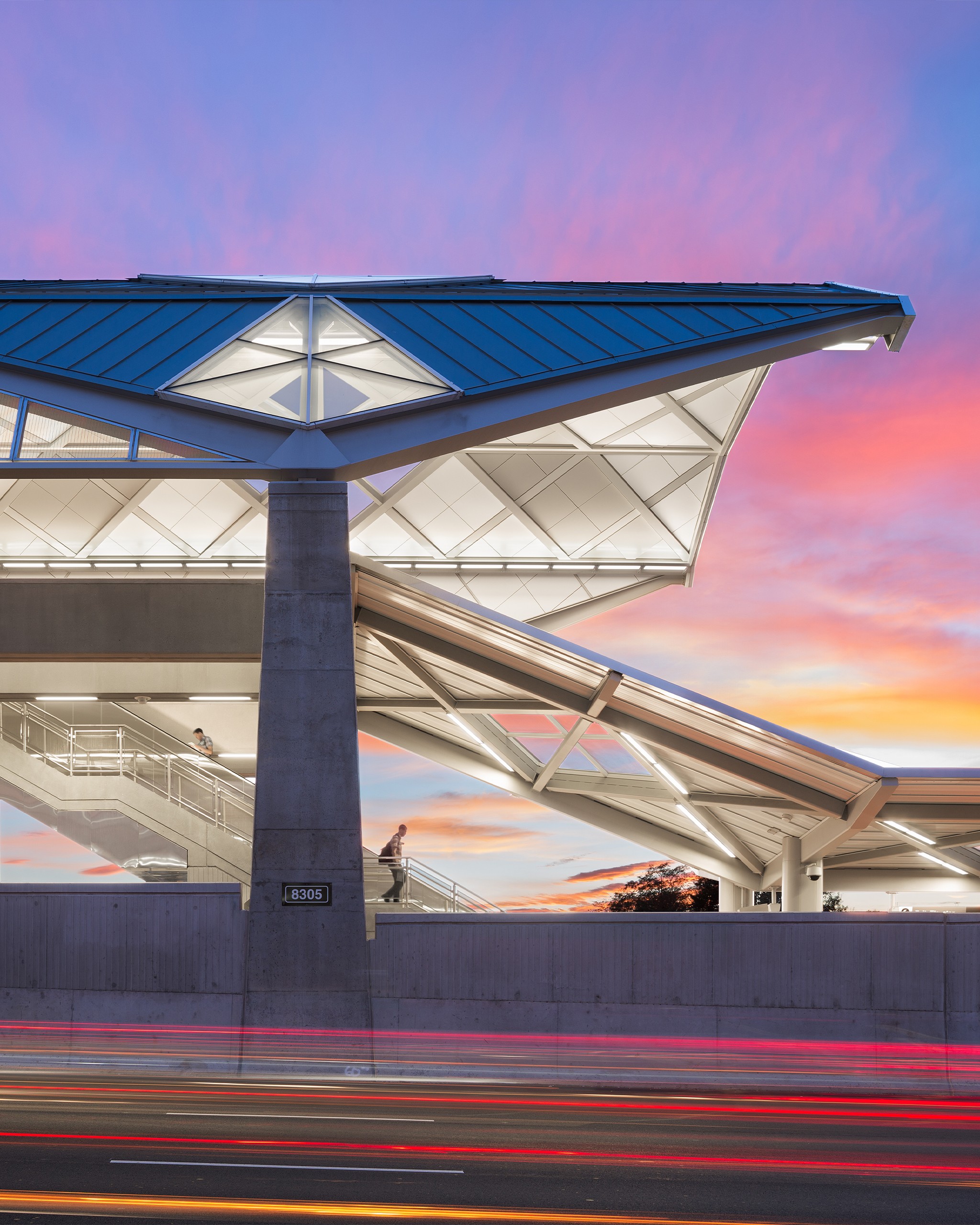 Greensboro Station Elevation_8x10 Dulles Corridor Metrorail profile view at dusk